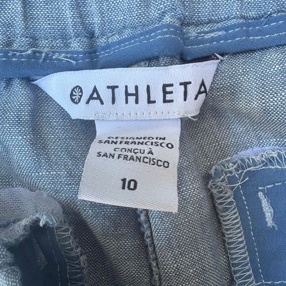 Athlet Cabo Linen Pants Sz 10 Light Blue Chambray Pull On Jogger Lightweight - Picture 8 of 12